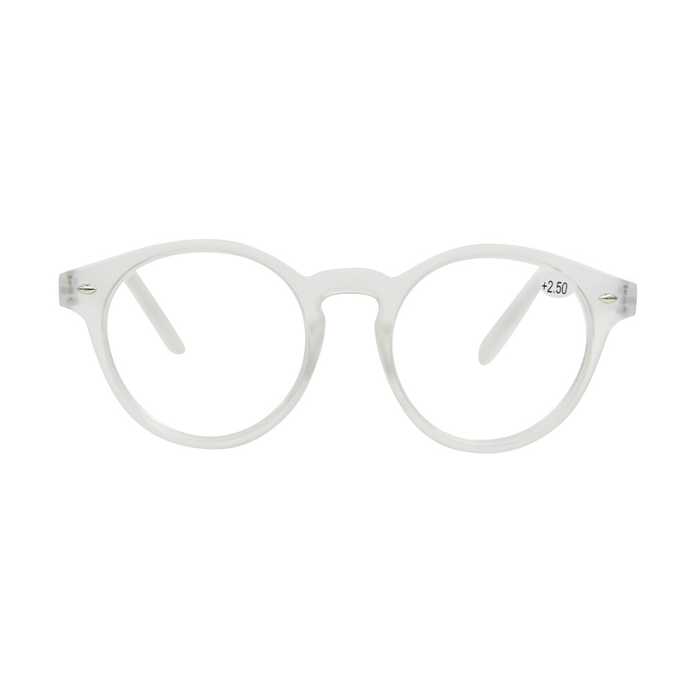 (+2.0, Transparent) Classic Stylish Retro Round Frame Fashion Reading Glasses in 4 Colours TN38