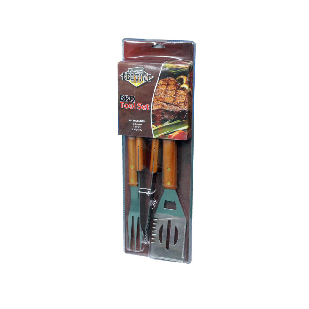 Kingfisher Wooden BBQ Tool Set