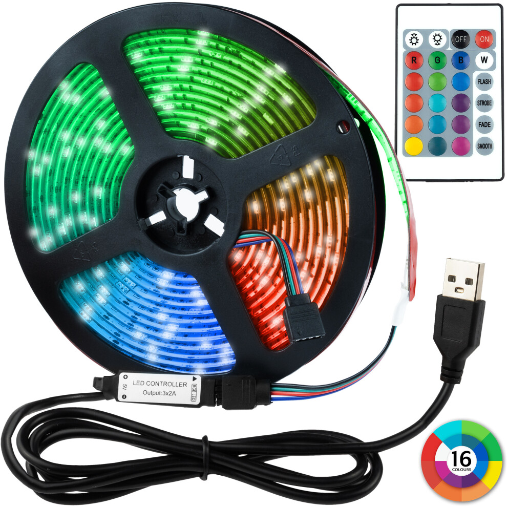 (5M) LED Strip Light USB 5050 RGB Waterproof