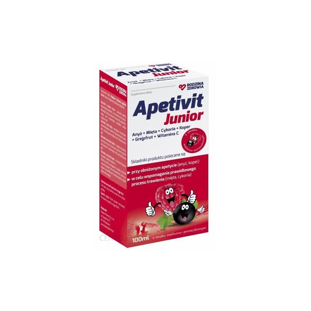 Polskie Suplementy Apetivit Junior Plyn 100Ml O U Malinowo-Porzeczkowym Rodzina Zdrowia Apetizer