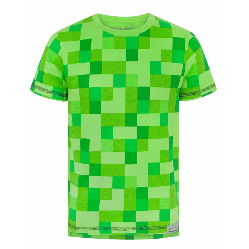 (3-4 Years) Minecraft All Over Creeper Boy's T-Shirt