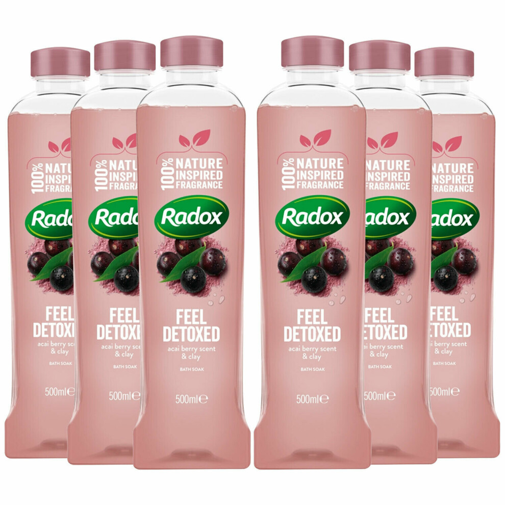 Radox 100% Nature Inspired Fragrance Bath Soak, Feel Detoxed, 6 Pack,