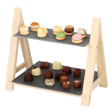 Alpina 2-Tier Slate & Wood Cake Display Stand