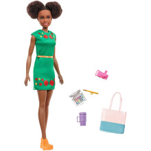Barbie Travel Nikki -nukke, kissankorva, ruskeat hiukset ja 5 asustetta