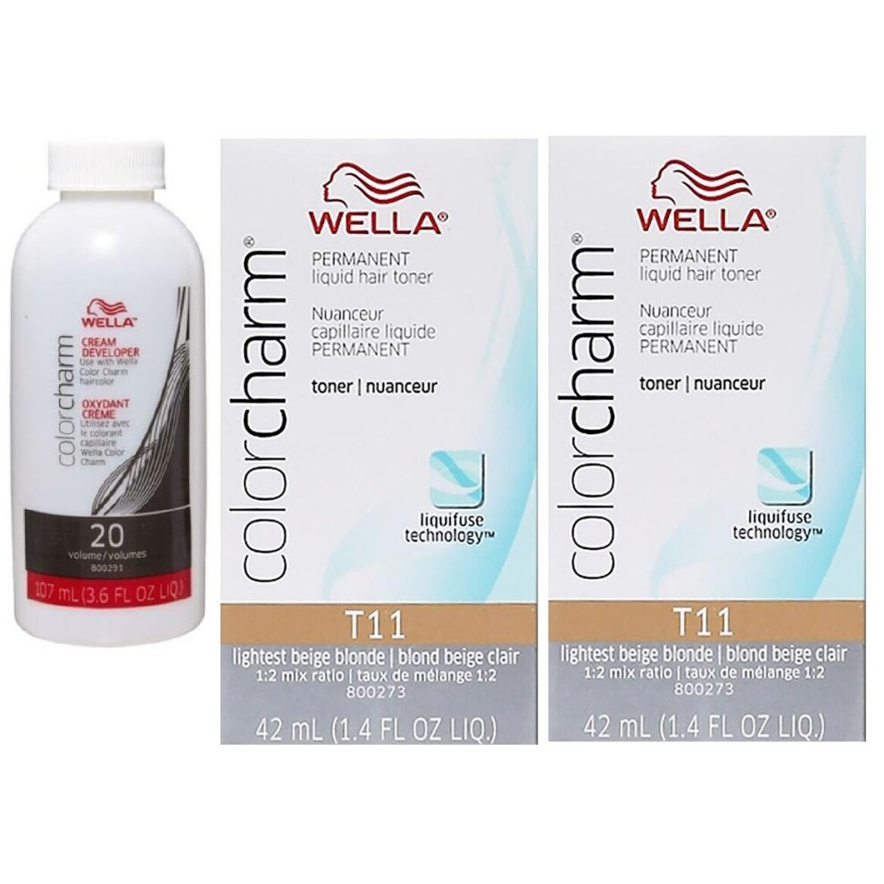 (2pk Lightest Beige Blonde With Cream Developer -106ml) Wella Blonde Colour Charm | Permanent Liquid Hair Toners