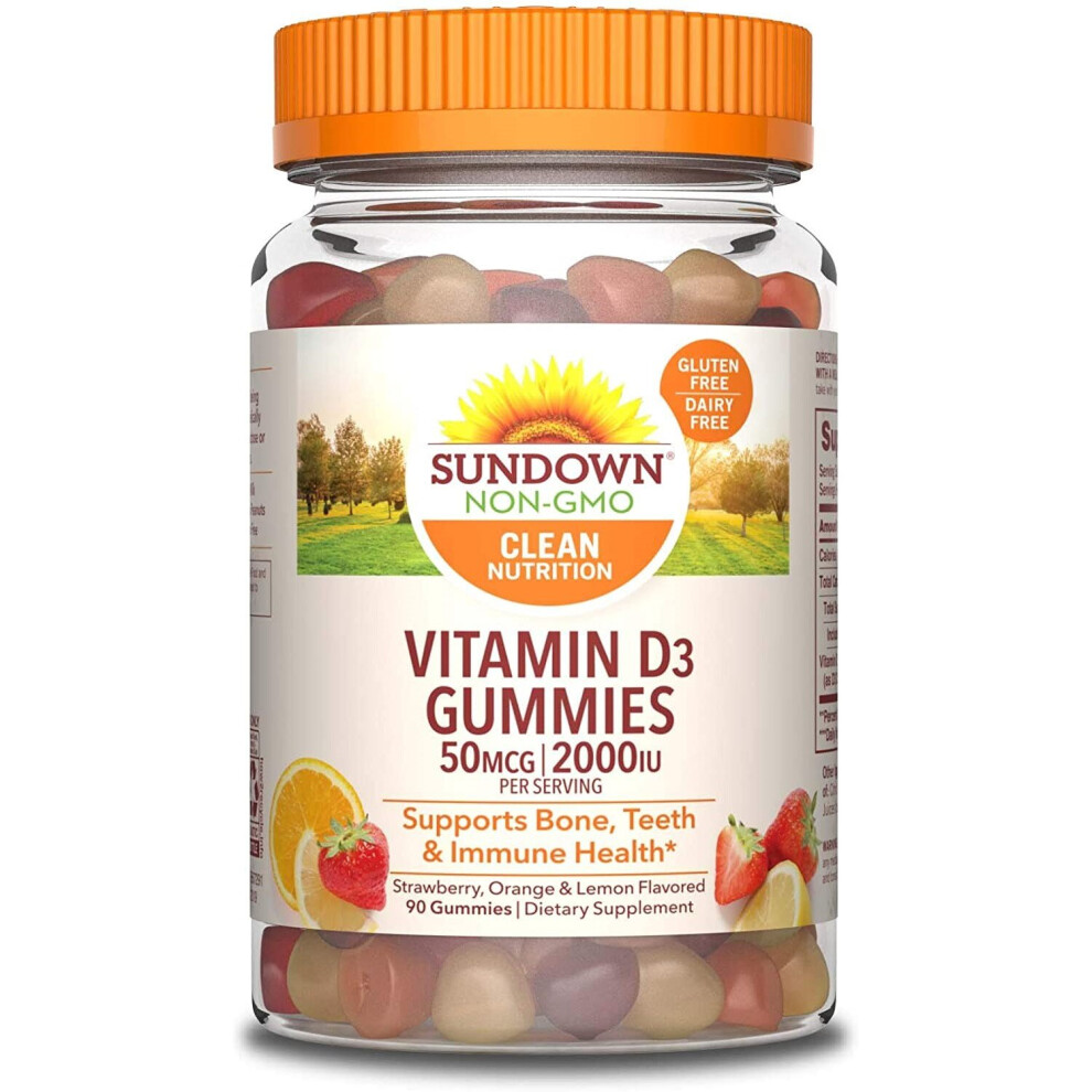 Sundown Naturals Vitamin D3 Dietary Supplement Gummies 90 Ct - 50 Mcg|2000 Iu Per Serving - Non Gmo