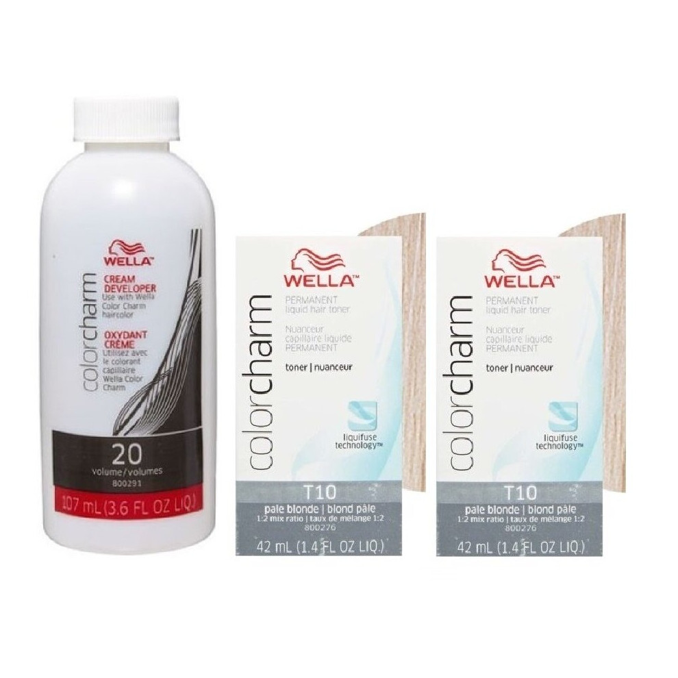 (2pk Pale Blonde With Cream Developer -106ml) Wella Blonde Colour Charm | Permanent Liquid Hair Toners