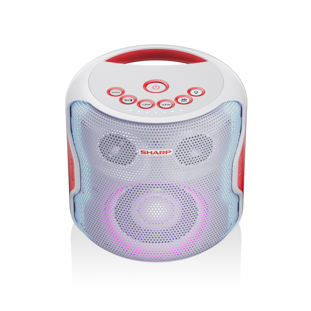 Sharp PS-919 130W Portable Bluetooth Speaker with LED Backlight - White