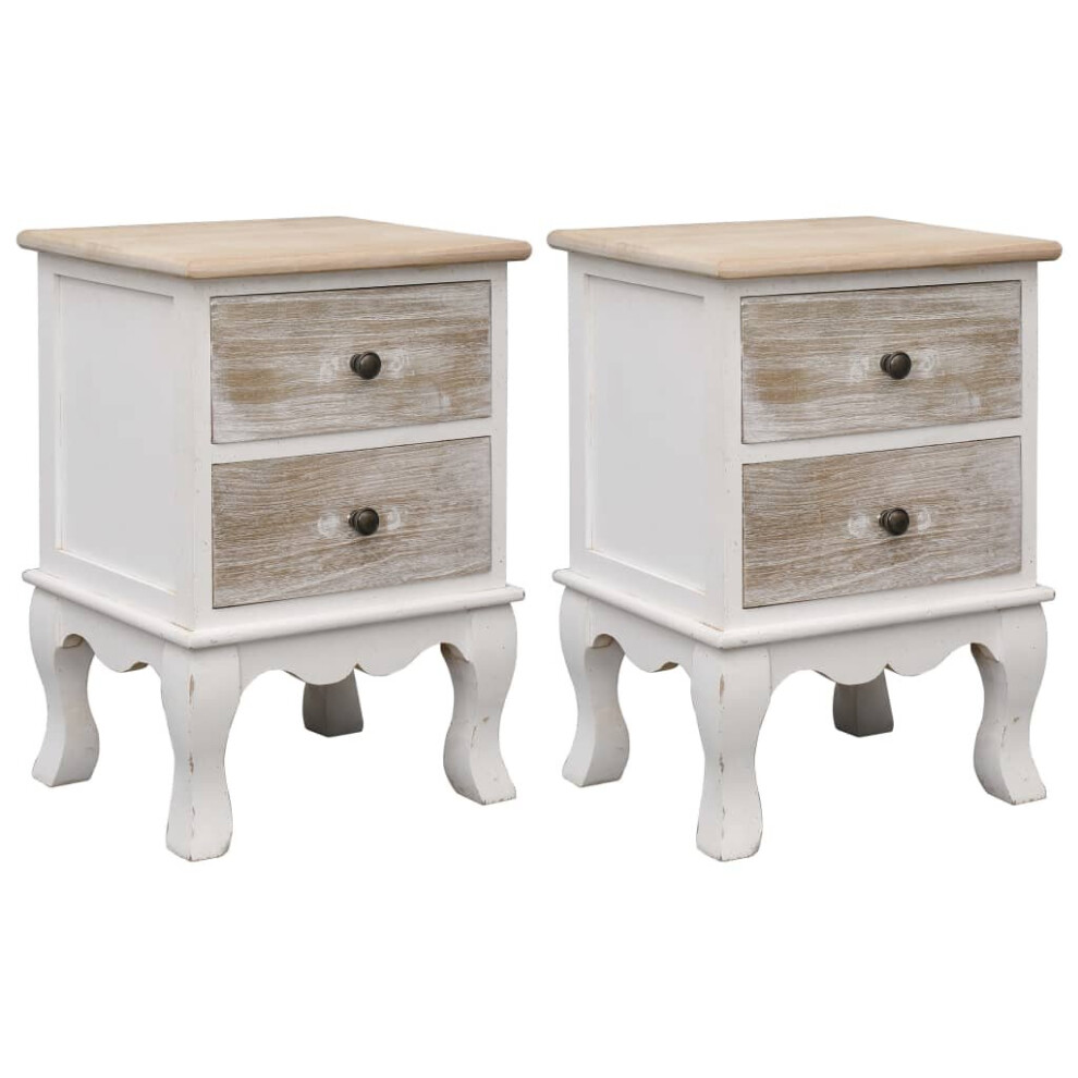 Vidaxl 2X Bedside Cabinet Paulownia Wood Nightstand Table Bedroom Cabinet