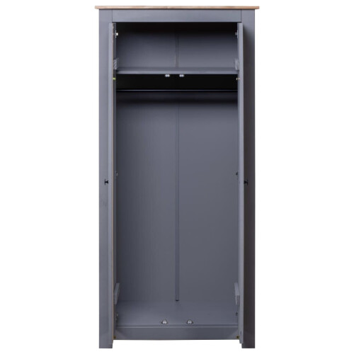 VidaXL vidaXL Solid Pine Panama Range Wardrobe Grey Clothes Bedroom Cabinet Closet 1