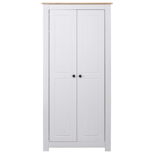 VidaXL vidaXL Solid Pine Panama Range Wardrobe White Clothes Bedroom Cabinet Closet 1