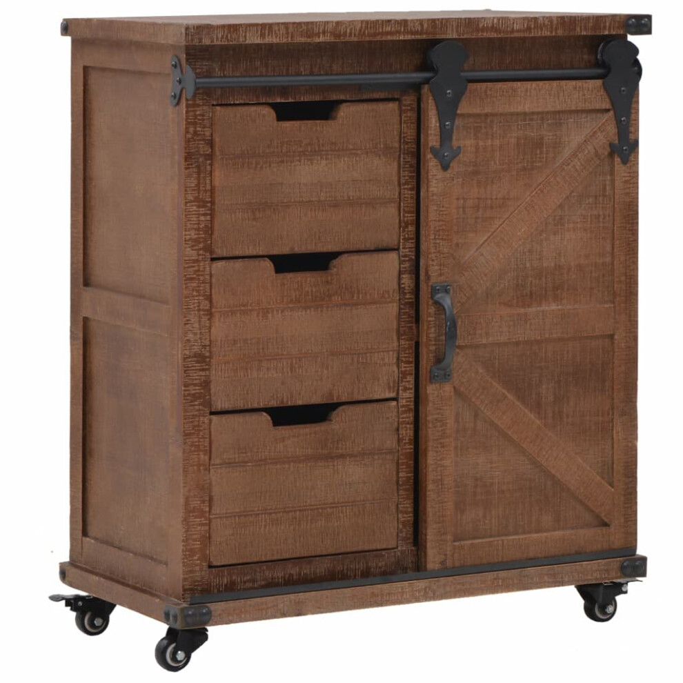 Vidaxl Solid Fir Wood Storage Cabinet 64X33.5x75cm Brown Sideboard Cupboard