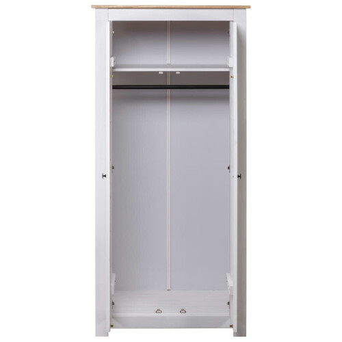 VidaXL vidaXL Solid Pine Panama Range Wardrobe White Clothes Bedroom Cabinet Closet 2