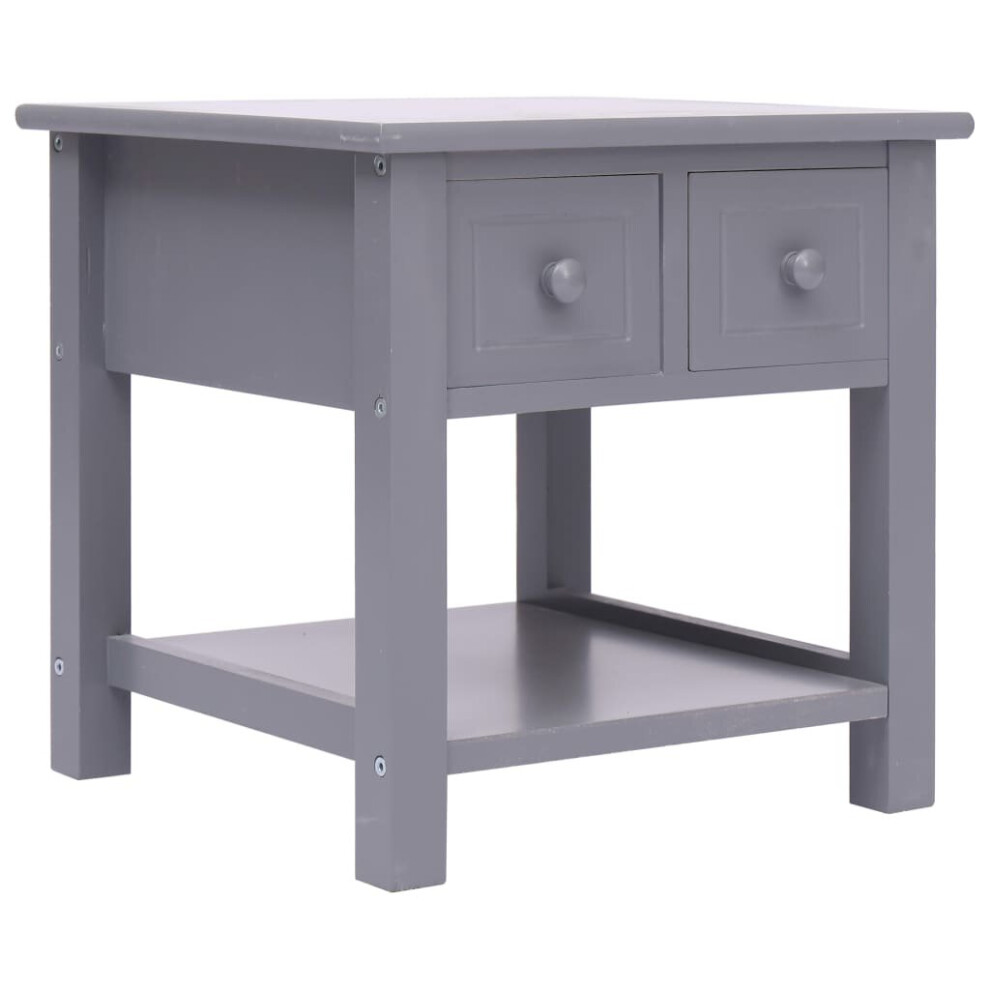 vidaXL Paulownia Wood Side Table Grey Home Coffee Couch Table Bedside Cabinet