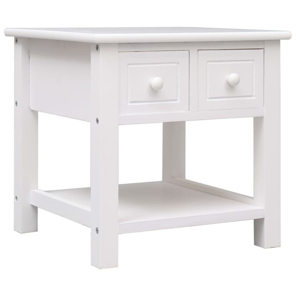 vidaXL Paulownia Wood Side Table White Home Coffee Couch Table Nightstand