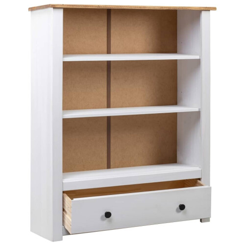 VidaXL vidaXL Solid Pine Wood White Bookcase Panama Range Bookshelf Display Highboard 1