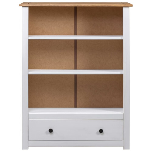 VidaXL vidaXL Solid Pine Wood White Bookcase Panama Range Bookshelf Display Highboard 2
