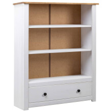 vidaXL Solid Pine Wood White Bookcase Panama Range Bookshelf Display Highboard
