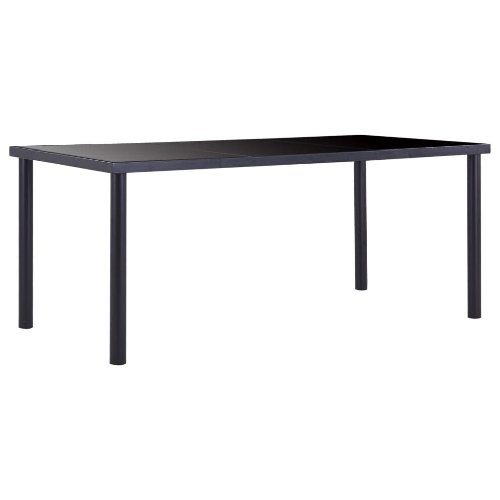 Vidaxl Black Dining Table 180X90cm Tempered Glass Dinner Kitchen Furniture
