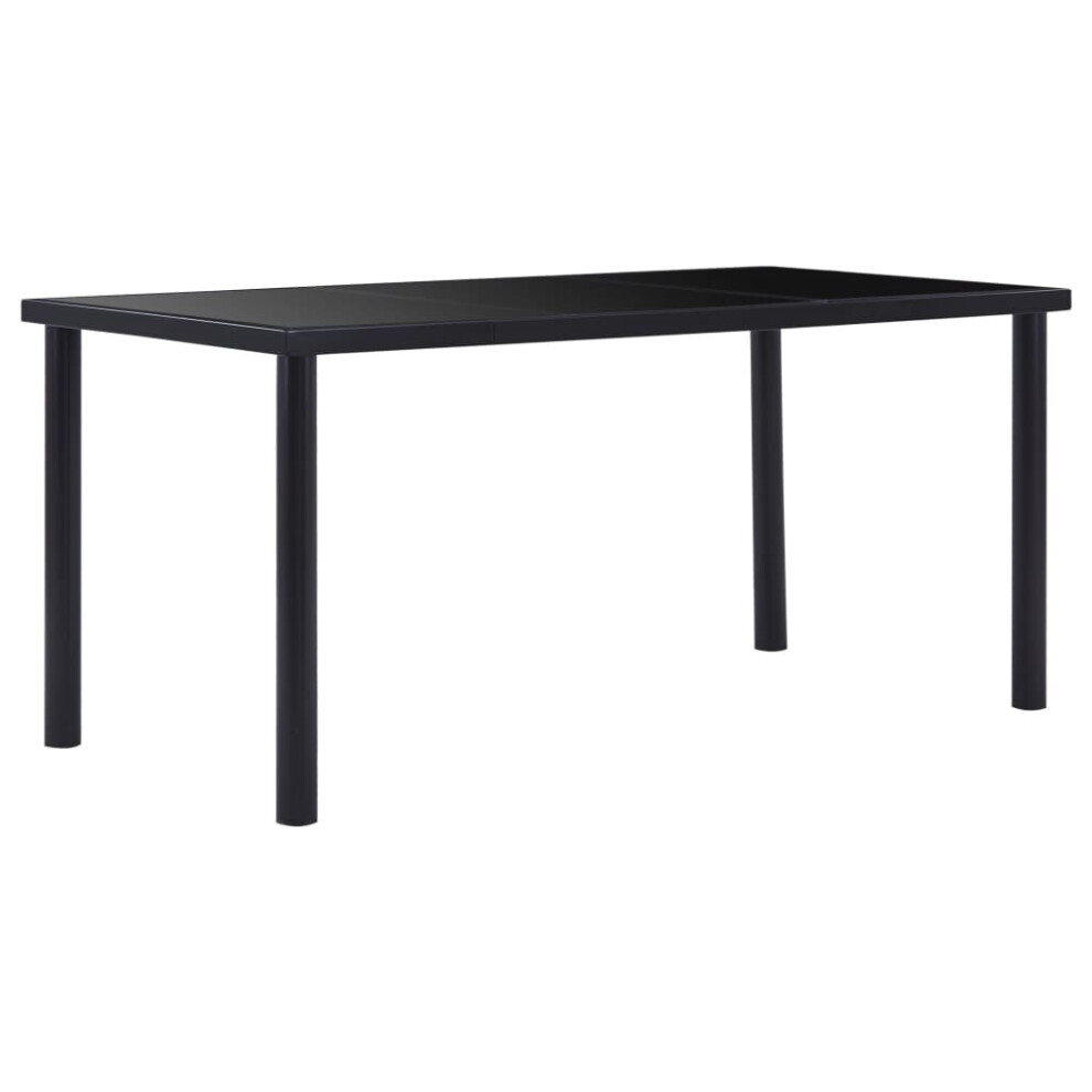 vidaXL Dining Table Black 160x80cm Tempered Glass Dinner Kitchen Furniture