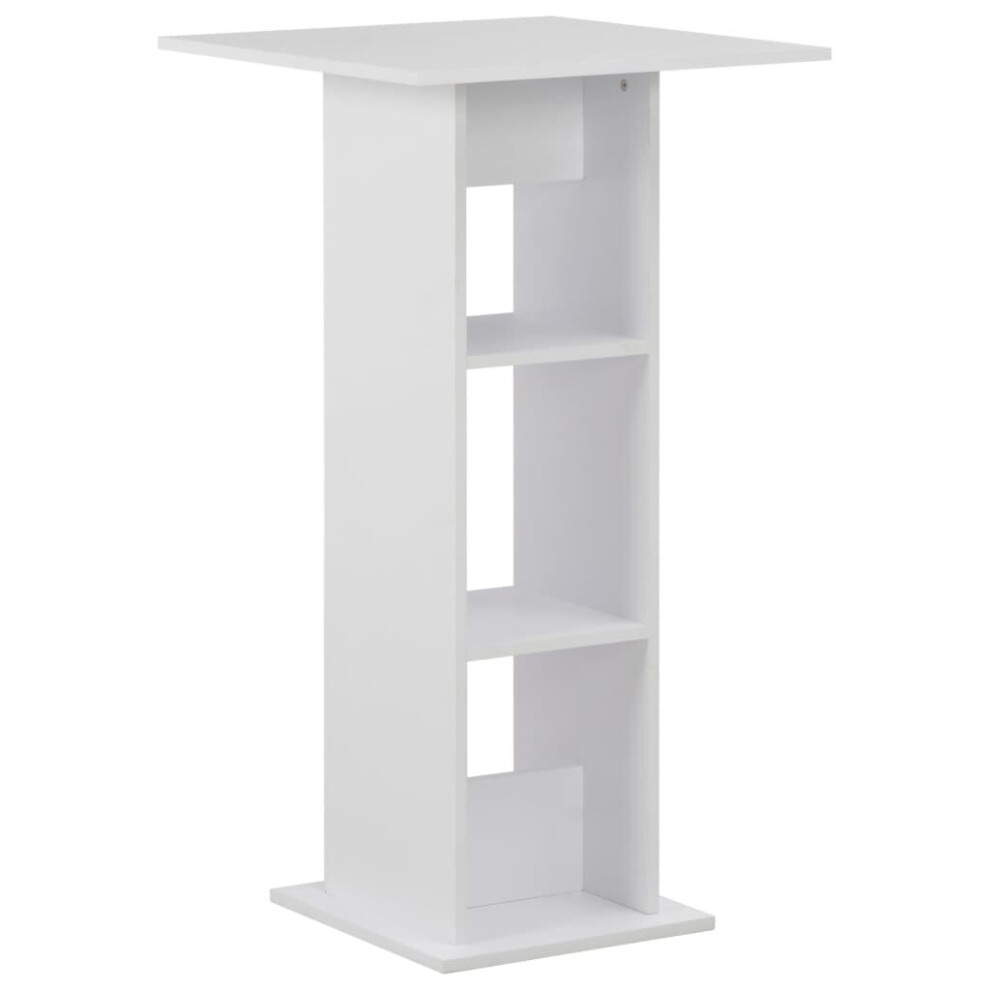 vidaXL Bar Table With Shelf Classic Pub White 60x60x110cm Chipboard Bistro