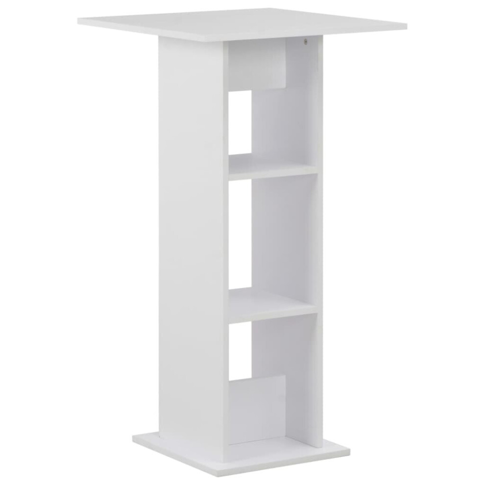 vidaXL Bar Table with Shelf Classic Pub White Engineered Wood Bistro Table