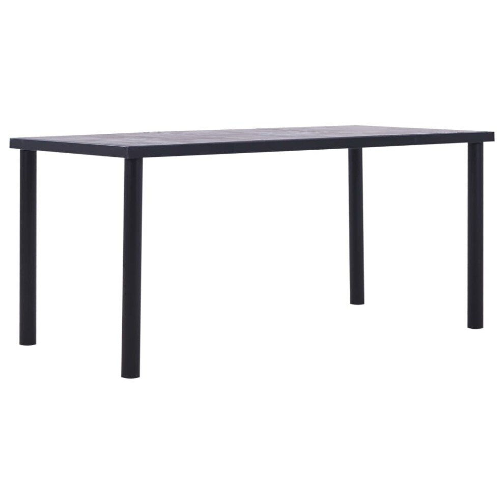 vidaXL Dining Table Black and Concrete Grey 160x80cm MDF Kitchen Furniture