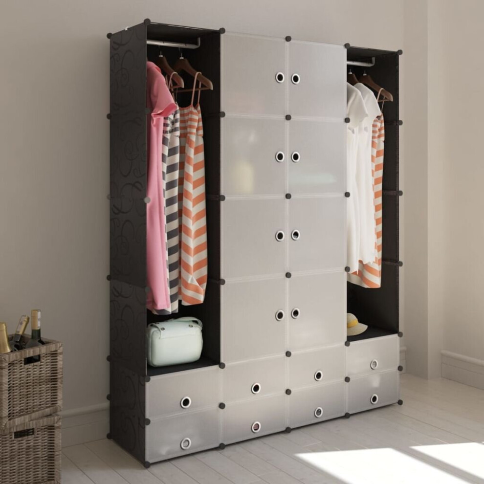 Vidaxl Modular Cabinet 18 Compartments Black And White 37X146x180.5cm Storage