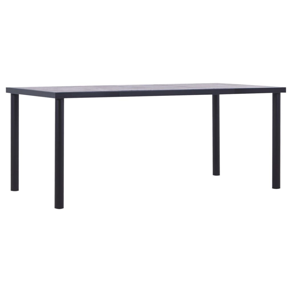 vidaXL Dining Table Black and Concrete Grey 180x90cm MDF Kitchen Furniture