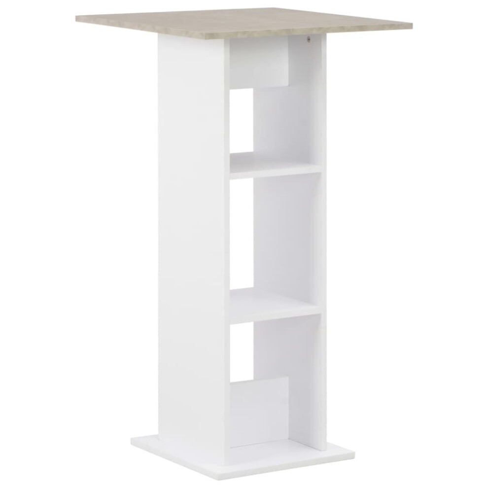 vidaXL Bar Table White and Concrete Kitchen Coffee Dining Tall Side End Stand