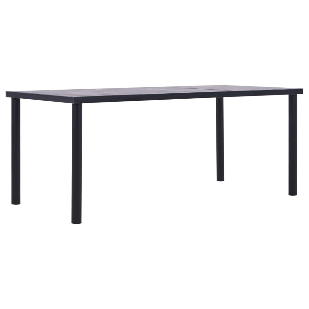 vidaXL Dining Table Black and Concrete Grey 200x100cm MDF Kitchen Furniture