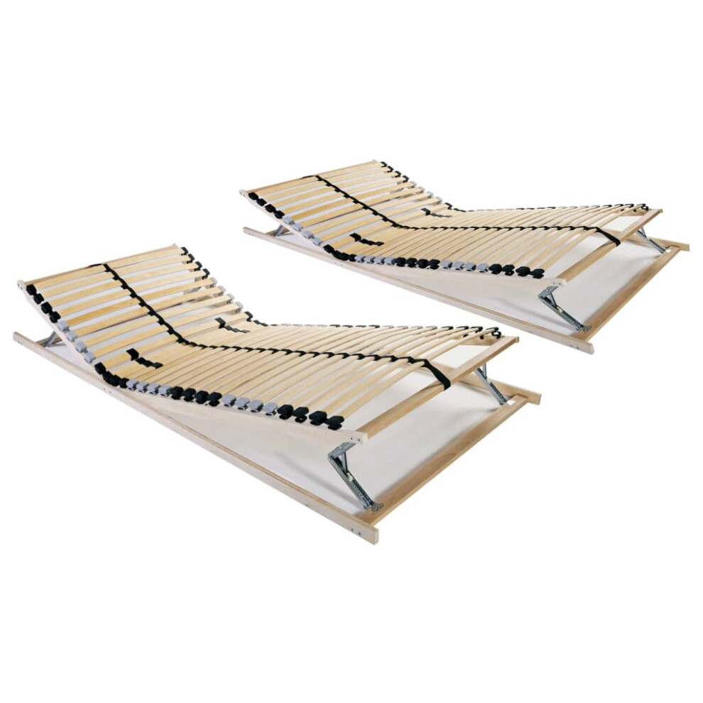 Vidaxl 2X Slatted Bed Bases With 28 Slats 7 Zones 90X200cm Adjustable Bed Slat
