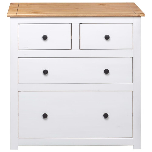 VidaXL vidaXL Solid Wood Pine Sideboard White Panama Range Drawer Cabinet Nightstand 2