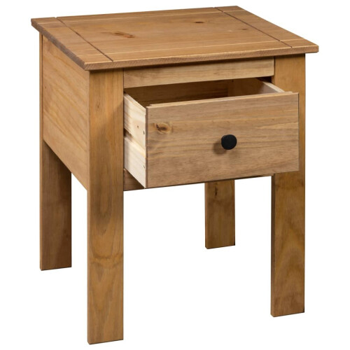 VidaXL vidaXL Solid Wood Pine Bedside Cabinet Panama Range Natural Bedroom Cabinet 1