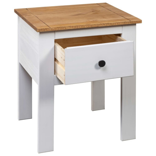 VidaXL vidaXL Solid Wood Pine Bedside Cabinet Panama Range White Bedroom Cabinet 2