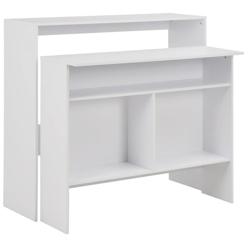 Vidaxl Bar Table With 2 Table Tops White Coffee Dining Tall Breakfast Stand
