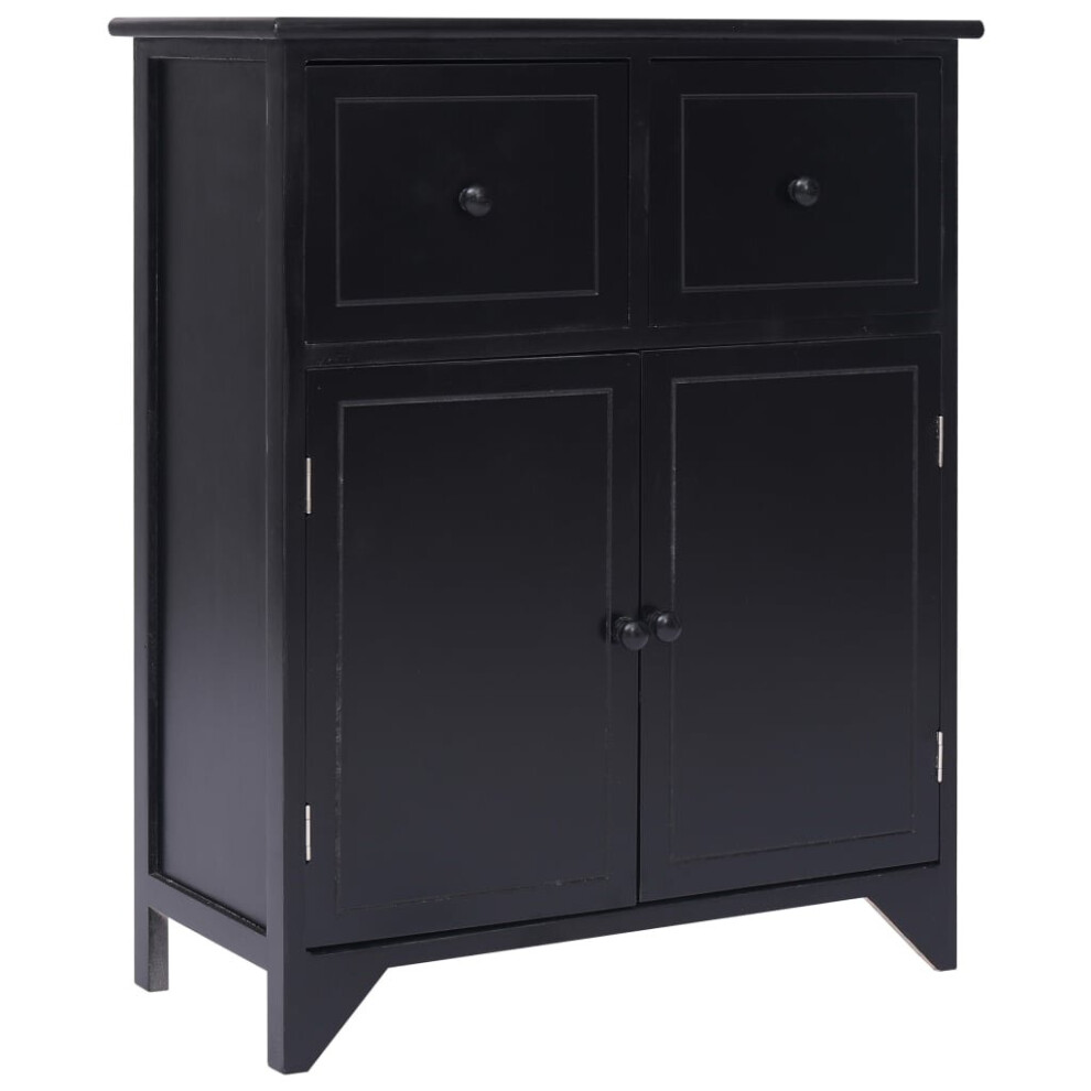 vidaXL Side Cabinet Black Paulownia Wood Storage Organiser Chest of Drawer