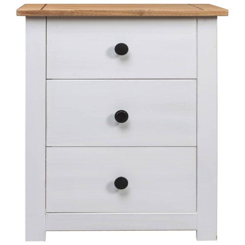 VidaXL vidaXL Solid Wood Pine Bedside Cabinet White 3 Drawers Night Stand Sideboard 2