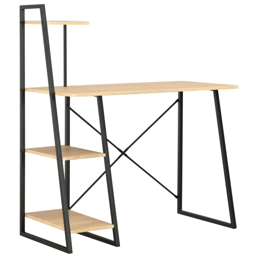 Vidaxl Computer Desk With Shelving Unit Black And Oak Laptop Desk Study Table