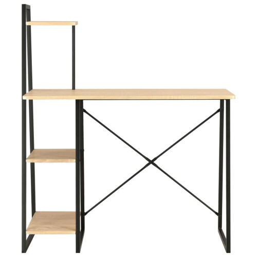 VidaXL vidaXL Computer Desk with Shelving Unit Black and Oak Laptop Desk Study Table 1