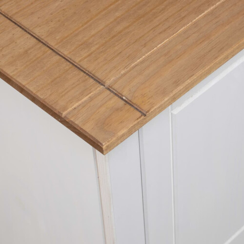 VidaXL vidaXL Solid Pine Wood TV Cabinet White Panama Range Low Side board HiFi Stand 1