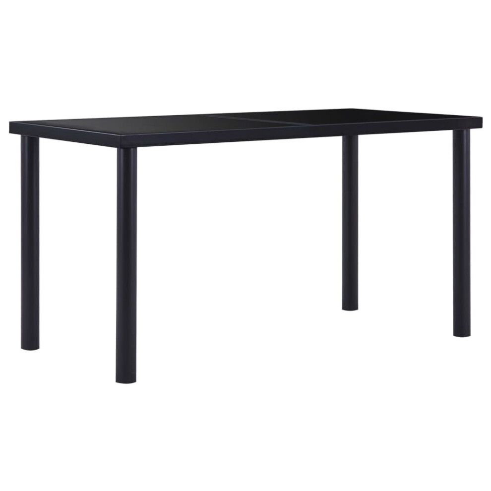 vidaXL Dining Table Black 140x70cm Tempered Glass Dinner Kitchen Furniture