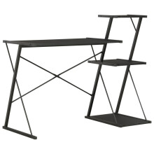 vidaXL Computer Desk with 3 Tier Bookcase X-Shape Legs Black Home Office Desk