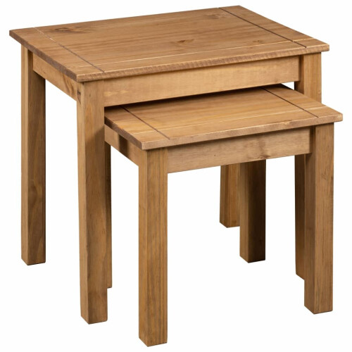 VidaXL vidaXL 2x Solid Pine Wood Nesting Tables Couch Side End Coffee Table Home 2