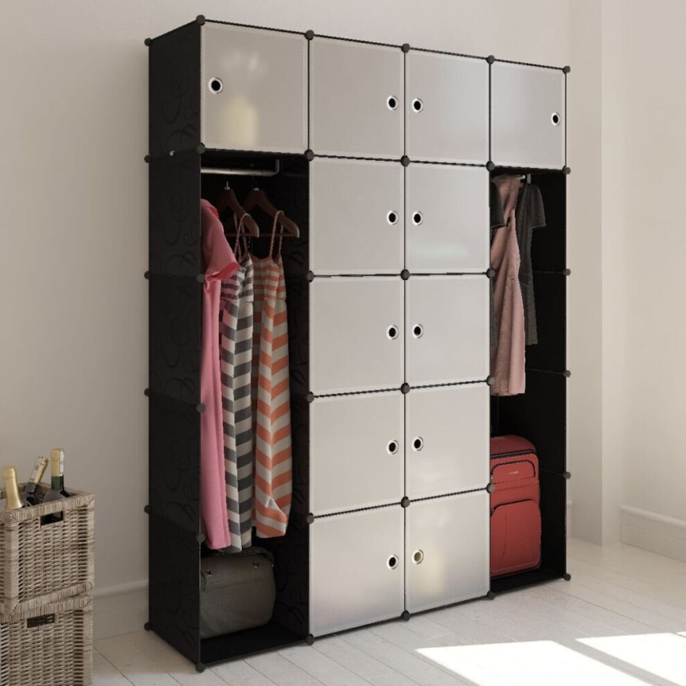 vidaXL Modular Cabinet 14 Compartments Black and White 37x146x180.5cm Storage-image-OPC-P5TRS7Q-NEW
