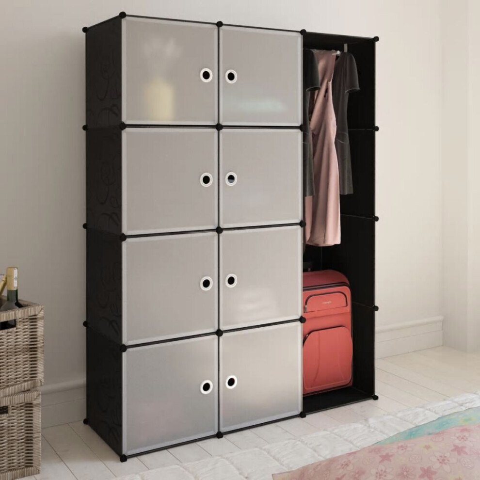 Vidaxl Modular Cabinet With 9 Compartment 109X36.5x143cm Black And White Storage