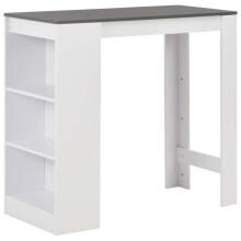 vidaXL Bar Table with Shelf White Coffee Dining Tall Breakfast Side End Stand