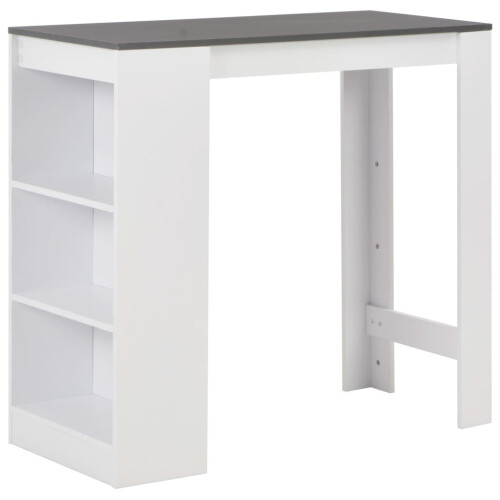 VidaXL vidaXL Bar Table with Shelf White Coffee Dining Tall Breakfast Side End Stand