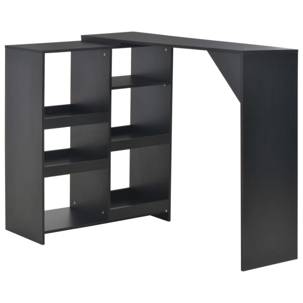 Vidaxl Bar Table With Moveable Shelf Black Coffee Dining Tall Breakfast Stand