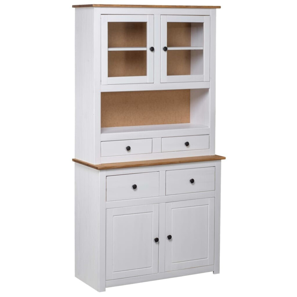 Vidaxl Solid Wood Pine Panama Range Highboard White Wooden Furniture Cabinet
